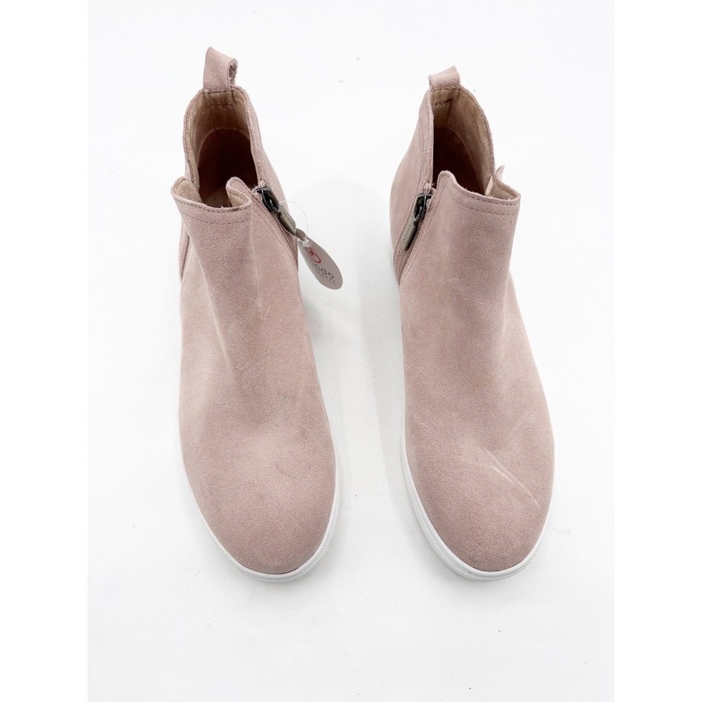 Blondo Glenda Waterproof Suede Hidden Wedge Sneakers Pink Ankle Boots 9.5M NEW